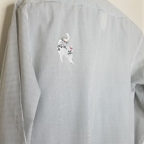 Mili Designs Embroidered Cats With Rhinestones Striped Button Up Blouse Size‎ Sm - Picture 3 of 8